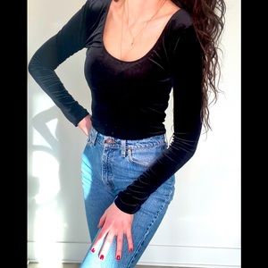 VINTAGE Y2K Goth new condition  soft black velvet top.